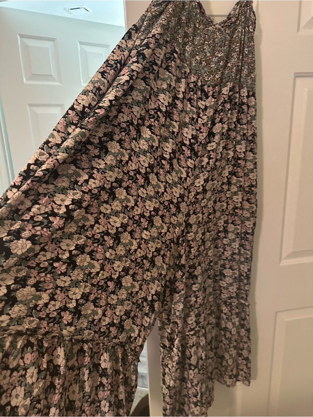 NATURAL LIFE Black Maxi Dress with Pink and Cream Floral Print - Picture 2 of 6